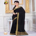 Sindoor 2 Black New Fancy Crepe Saree