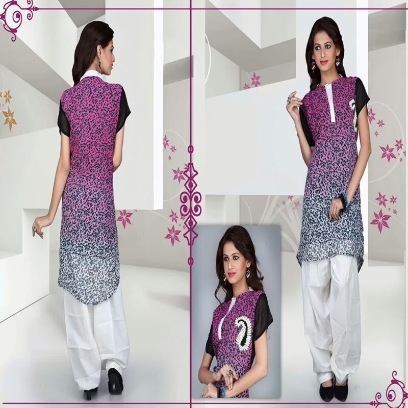 Pazaar Fuchsia Pink Printed Party Kurti