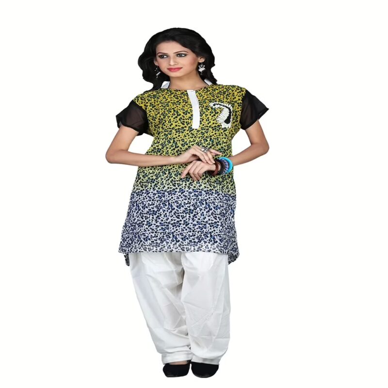 Pazaar Lemon Yellow Printed Party Kurti