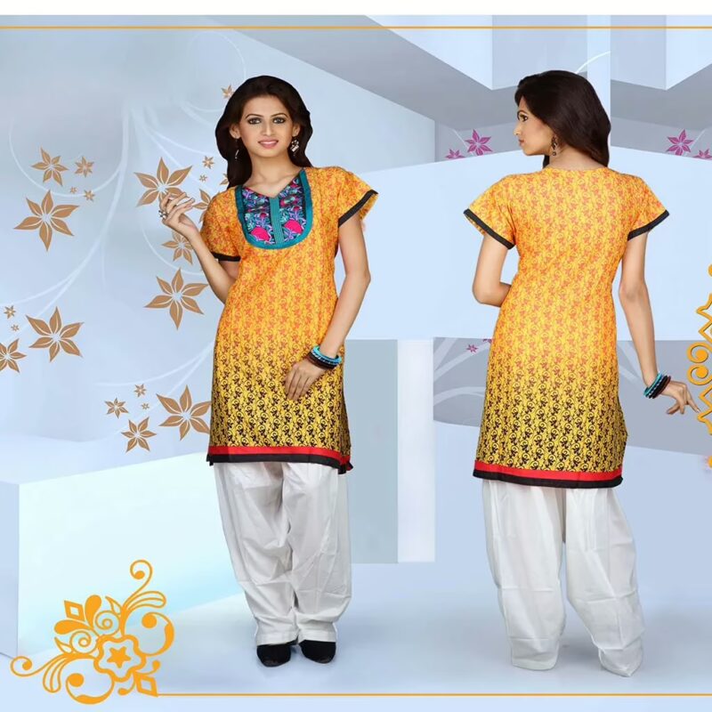 Pazaar Amber Yellow printed party kurti
