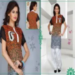 Pazaar Burnt Orange Printed Party Kurti