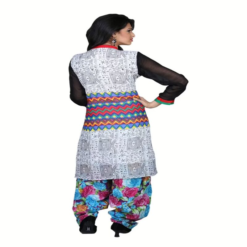 Pazaar Off-white & Black Printed Party Kurti