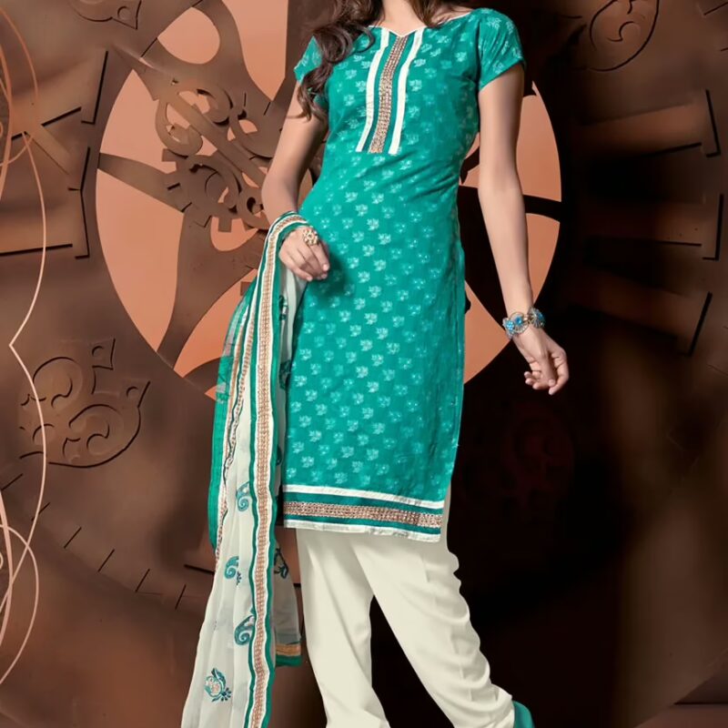 Antra Green Color Embroidered Designer Unstitched Salwar Kameez