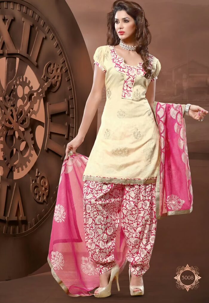 Antra Beige Color Embroidered Designer Salwar Kameez