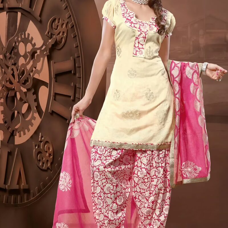 Antra Beige Color Embroidered Designer Salwar Kameez