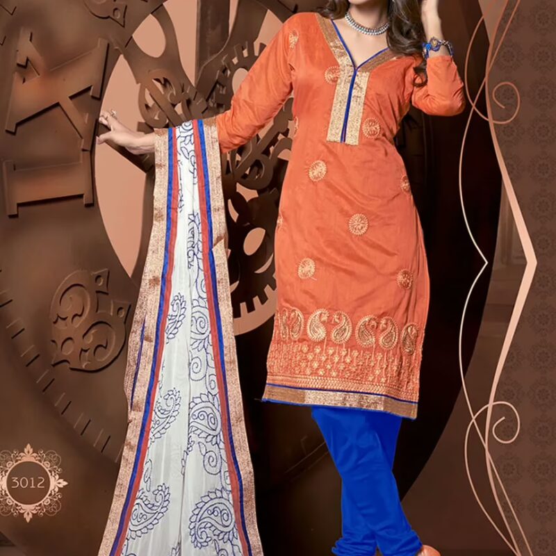 Antra Orange Color Embroidered Designer Unstitched Salwar Kameez