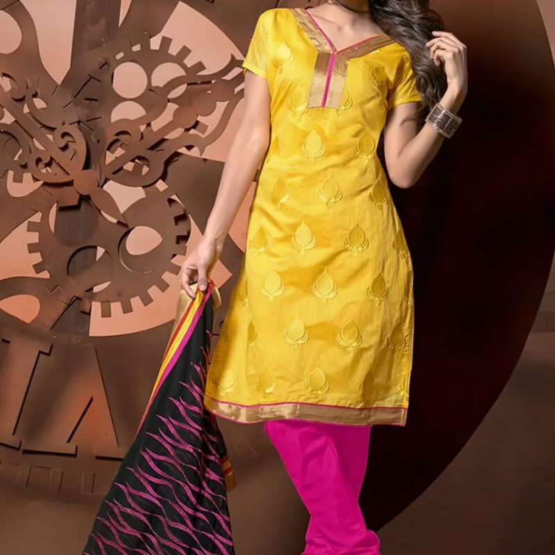 Antra Yellow Color Embroidered Designer Unstitched Salwar Kameez