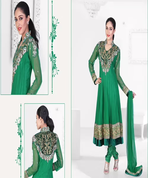 Pazaar Kaanchi Pine Green Embroidered Anarkali Salwar Kameez