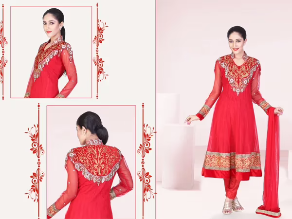 Pazaar Kaanchi Madder Red Embroidered Anarkali Salwar Kameez