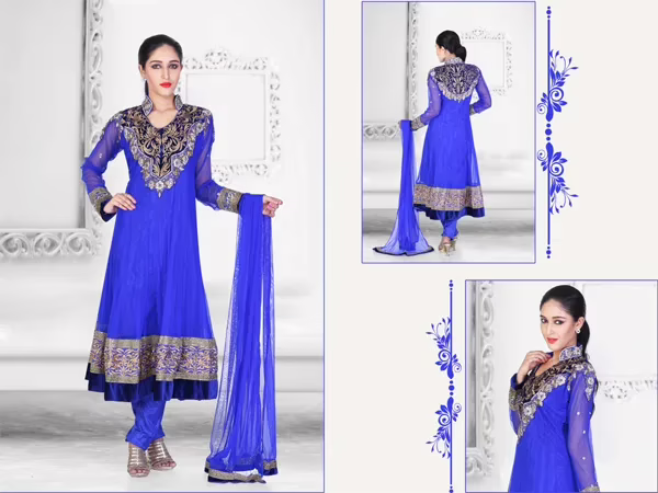 Pazaar Kaanchi Persian Blue 1  Embroidered Anarkali Salwar Kameez
