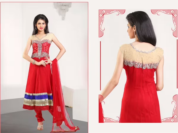 Pazaar Kaanchi Red Embroidered Party Anarkali Salwar Kameez