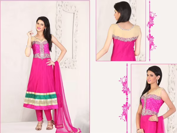 Pazaar Kaanchi Rose Pink Embroidered Anarkali Salwar Kameez