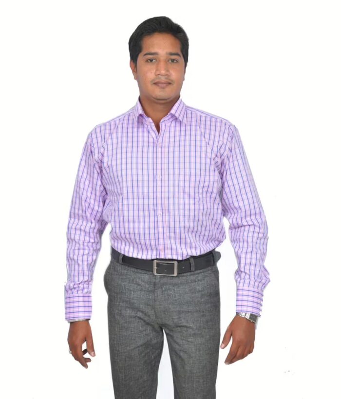 Unicot Purple Slim Fit Checks Shirt