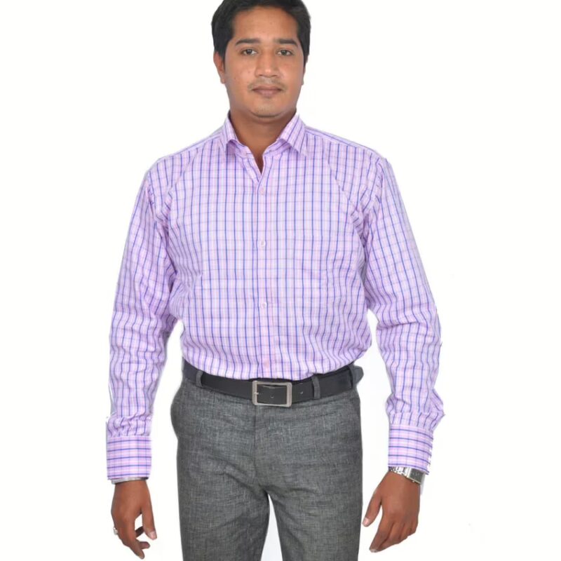Unicot Purple Slim Fit Checks Shirt
