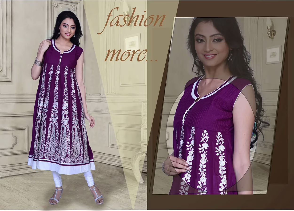 Pazaar Glorious Byzantium Violet Embroidered Festival Kurti