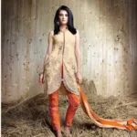 Hi-Fashion Cream Georgette Salwar Kameez