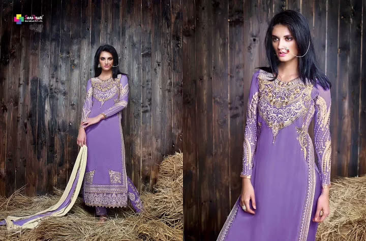 Hi-Fashion Purple Georgette Salwar Kameez - Image 2
