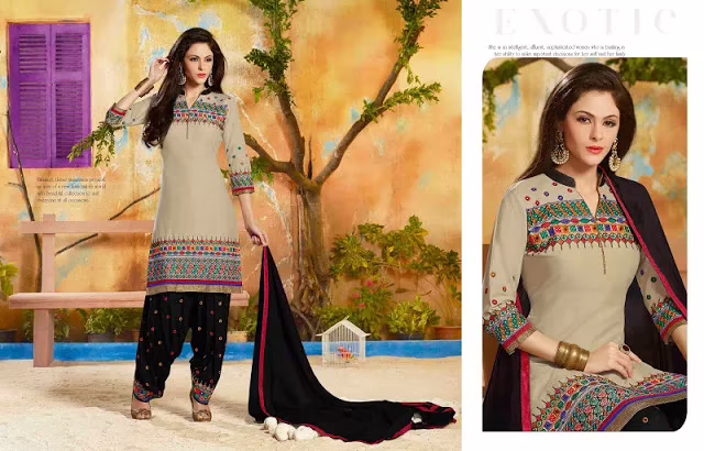 Hi-Fashion Beige Embroidered Straight Suit
