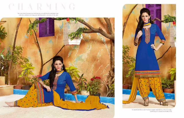 Hi-Fashion Blue  Embroidered Straight Suit