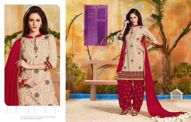 Hi-Fashion Cream Embroidered Straight Suit