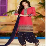 Hi-Fashion Pink Embroidered Straight Suit