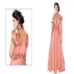 Hi-Fashion Peach Embroidered Designer Readymade Gown