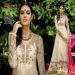 Hi-Fashion Cream Embroidered  Anarkali  Suit
