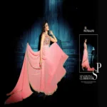 Hi-Fashion Peach Embroidered Straight Suit