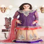 Pazaar Rangoli Amethyst Violet and Peach Yellow Embroided Lehenga Choli