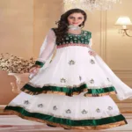 Pazaar Rangoli Off-white and Pine Green Embroided Lehenga Choli