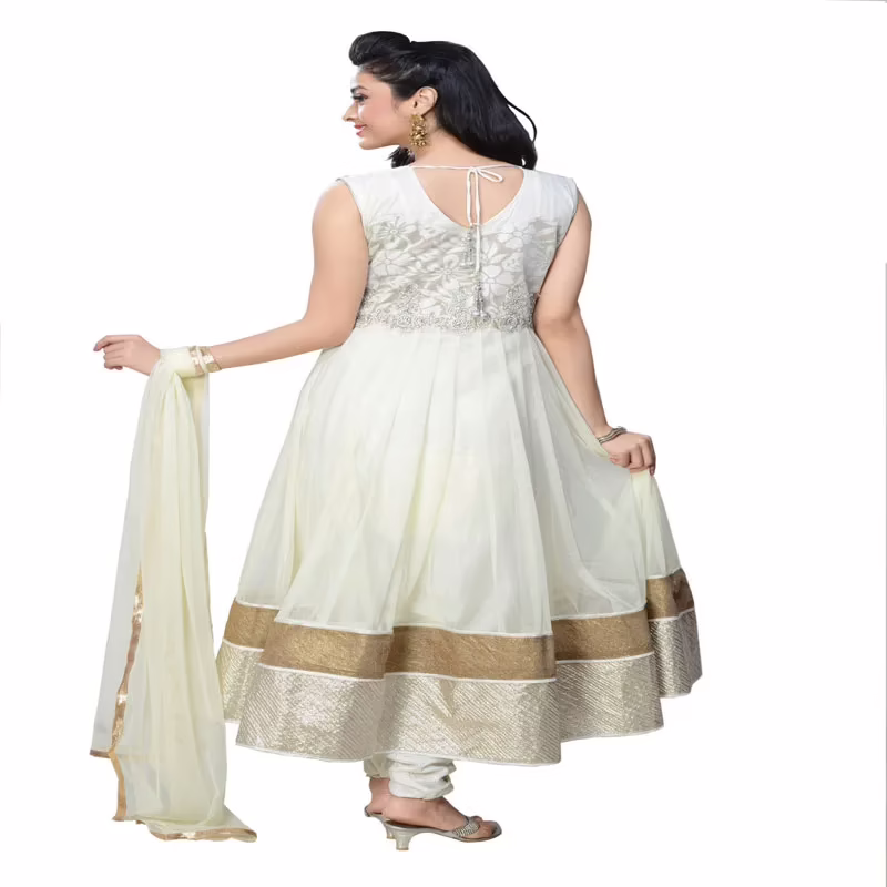 Pazaar Off-white embroidered party anarkali kameez - Image 2
