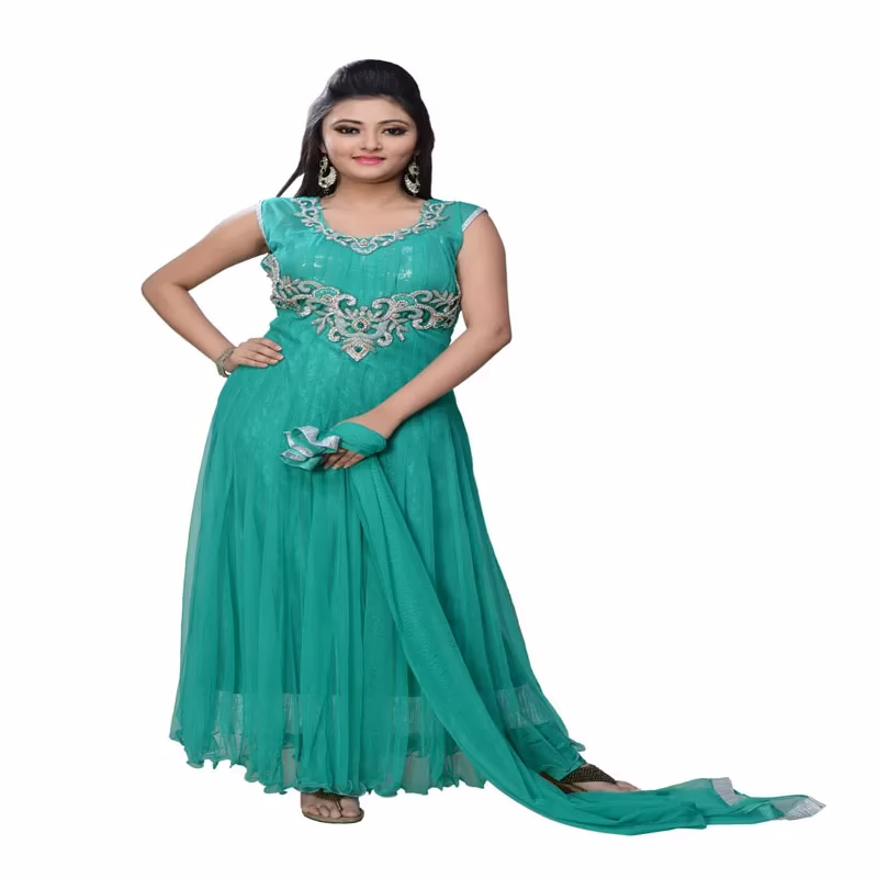 Pazaar Persian Green embroidered party lawn kameez
