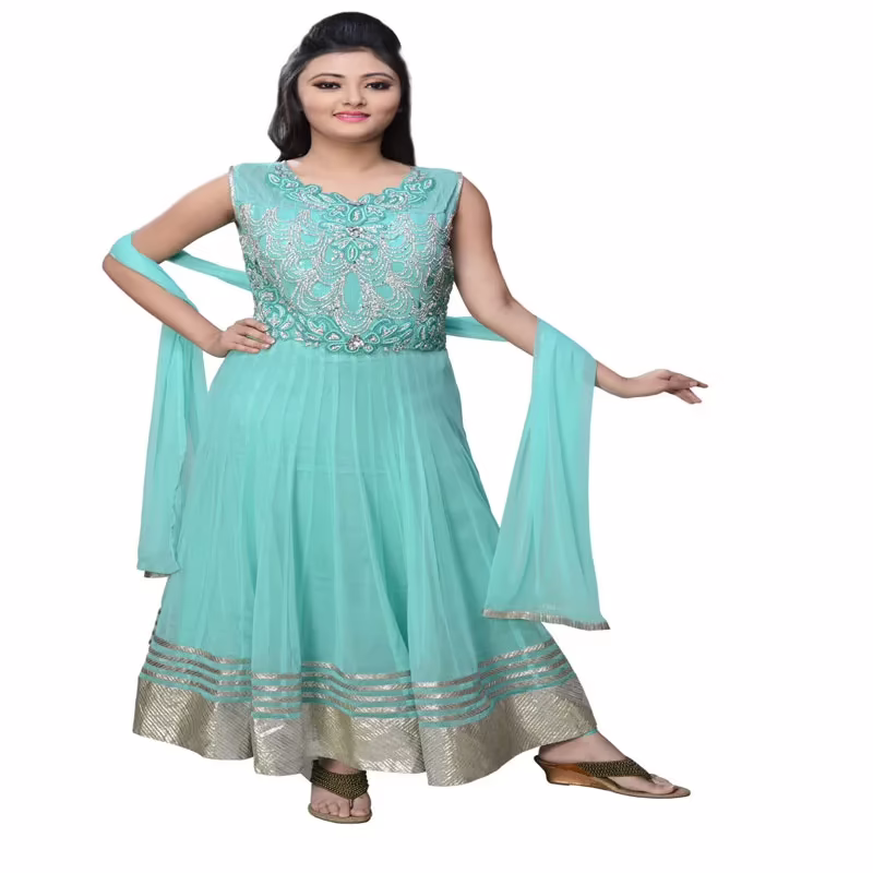 Pazaar Electric Blue embroidered party anarkali kameez