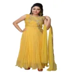 Pazaar Jonquil Yellow embroidered party kameez