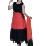 Pazaar Brink Pink & Black Embroidered Festival Anarkali Kameez