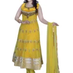 Pazaar Maize Yellow Embroidered Festival Anarkali Kameez