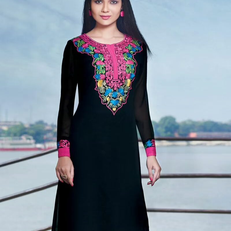 Hi-Fashion Pink Embroidered Designer Readymade Kurtis