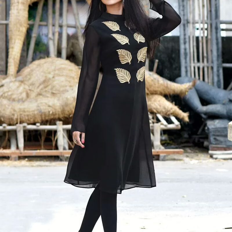 Hi-Fashion Black Embroidered Designer Readymade Kurtis
