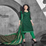 Hi-Fashion Black & Green Embroidered Churidar Suit