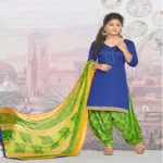 Hi-Fashion Cotton Blue Unstitch Patiala Suit