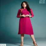 Hi-Fashion Pink Embroidered Designer Readymade Kurtis