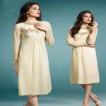 Hi-Fashion Cream Embroidered Designer Readymade Kurtis