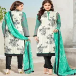 Hi-Fashion White Printed Unstitched Straight Suit