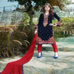 Hi-Fashion Unstitched Black With Red Embroidered Trendy Suit