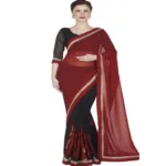 Hi-Fashion Black Georgrtte Embroidered Work Saree