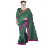 Hi-Fashion Green Bhagalpuri Silk Border Lace  Work Saree