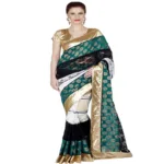 Hi-Fashion Multi Colour Jacquard Net Border Lace  Work Saree
