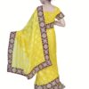 Pazaar Lemon Yellow embroidered party kids wear saree - Image 2