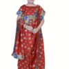 Pazaar Venetian Red embroidered party kids wear saree - Image 2