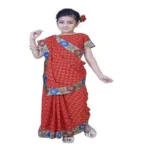 Pazaar Rose Madder Red Embroidered Party Kids Wear Saree